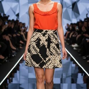 Anthropologie Silk Dress Size 4 Bustling Avenues Runway Marble Pockets